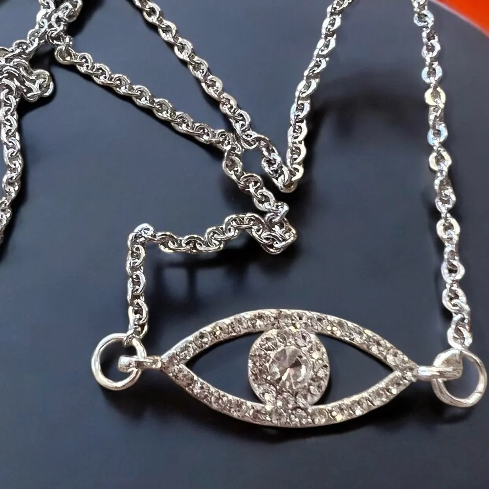 Sparkling Evil Eye Necklace 17.5” Protects you or loved ones from harm